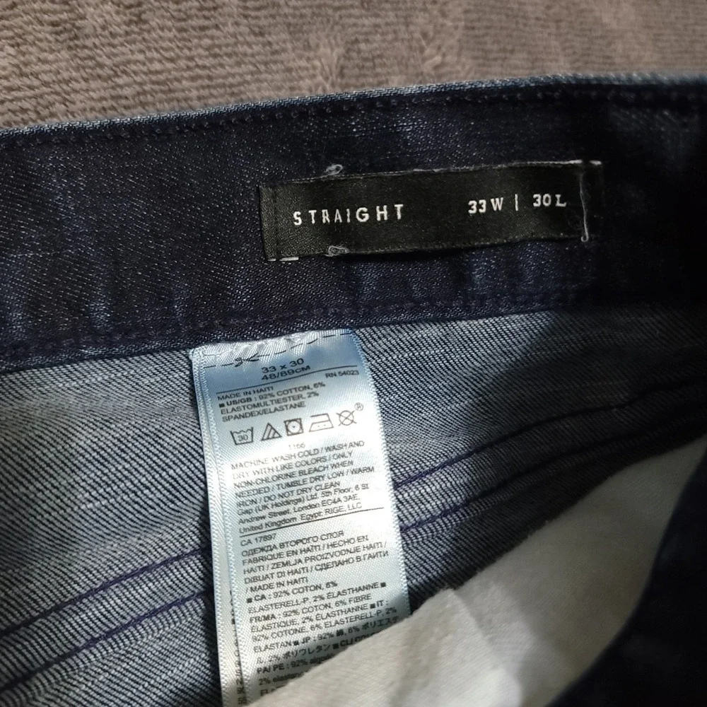 Banana Republic RMD Mens Dark Blue Jeans Straight Leg Sz 33 x 30 Distressed
